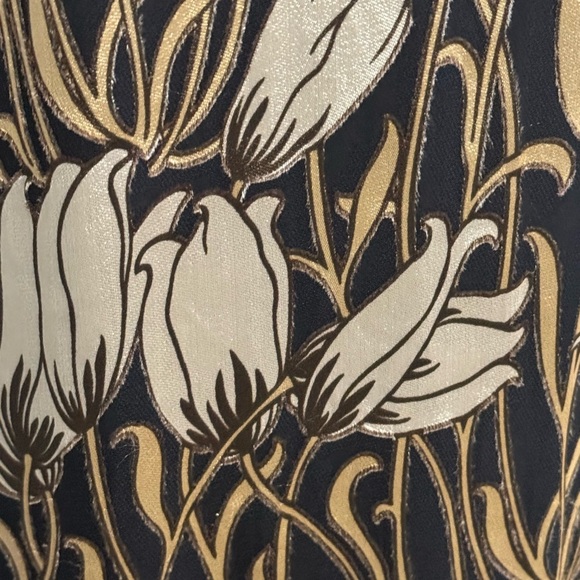 Banana Republic Fiori Ruffle Wrap Dress Black Gold Silk Size S Party Wedding - Picture 9 of 14